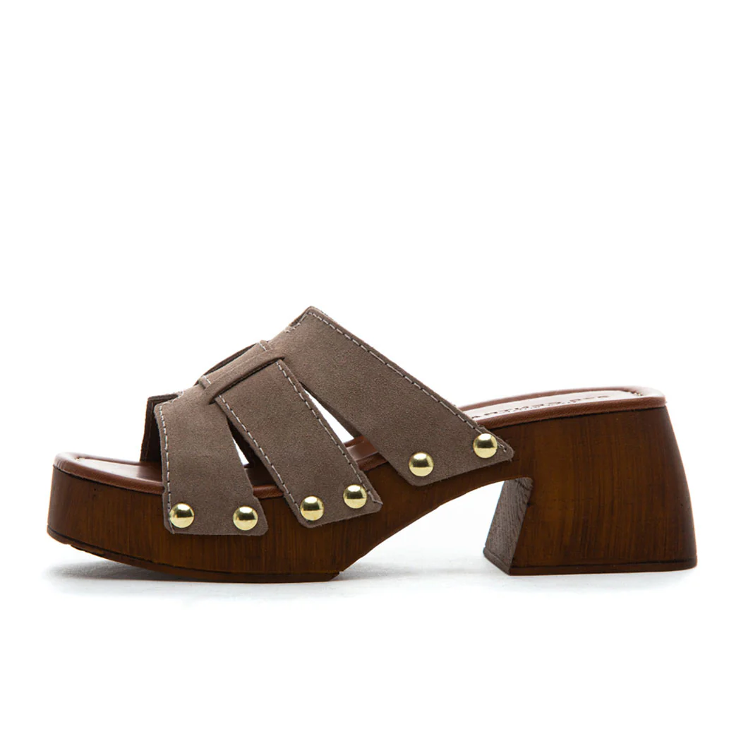 Penelope Suede Wood Heel Slide - Image 4