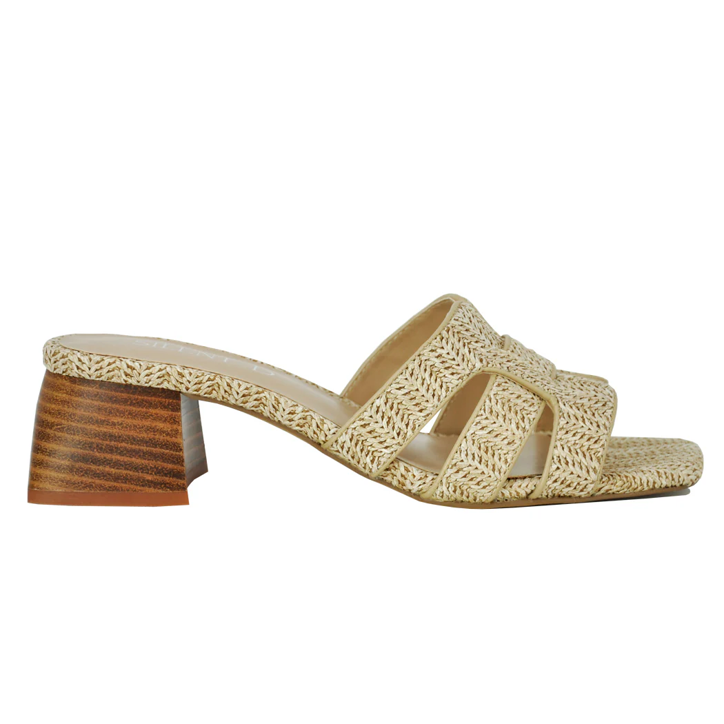 Piper Raffia Block Heel Slide - Image 2