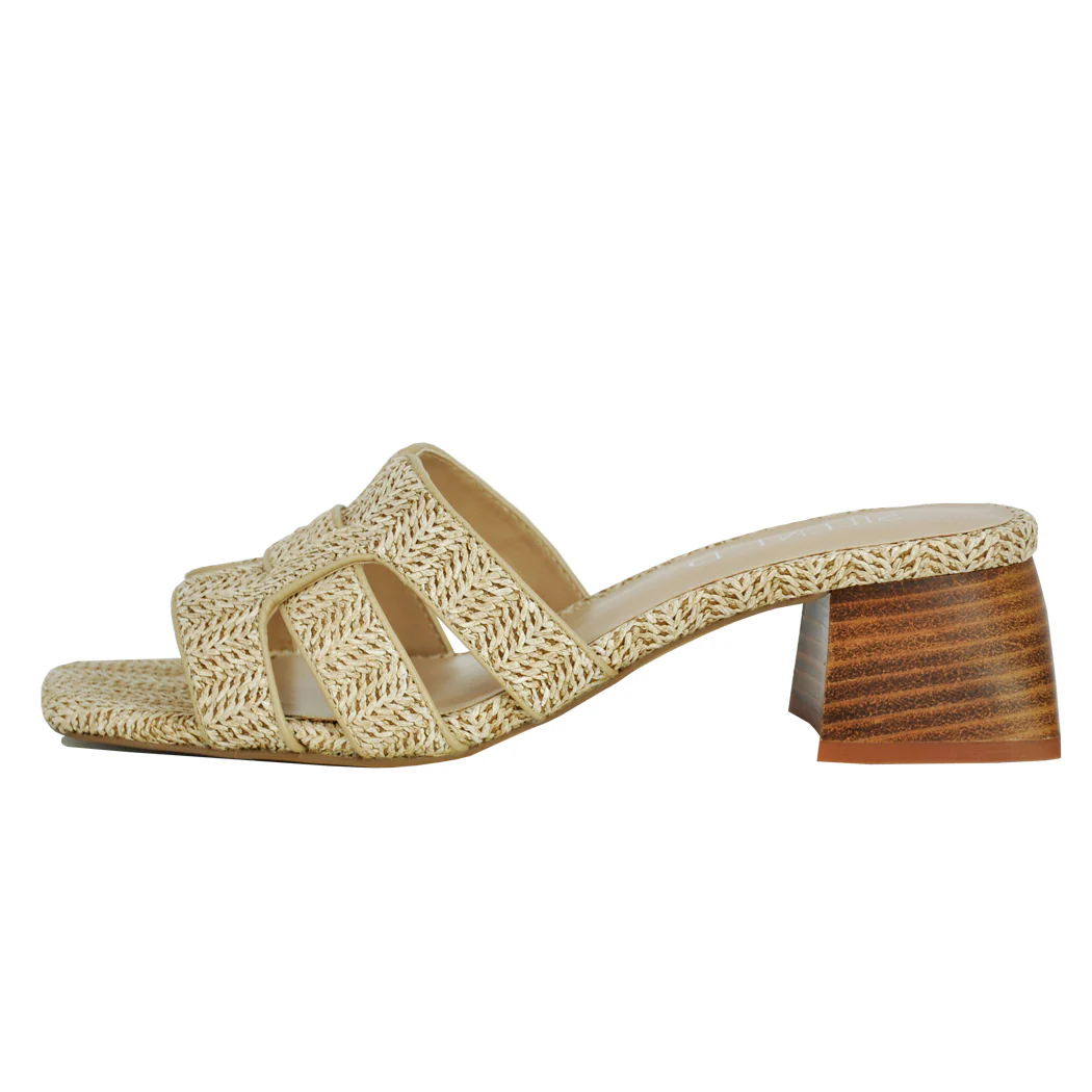 Piper Raffia Block Heel Slide - Image 4