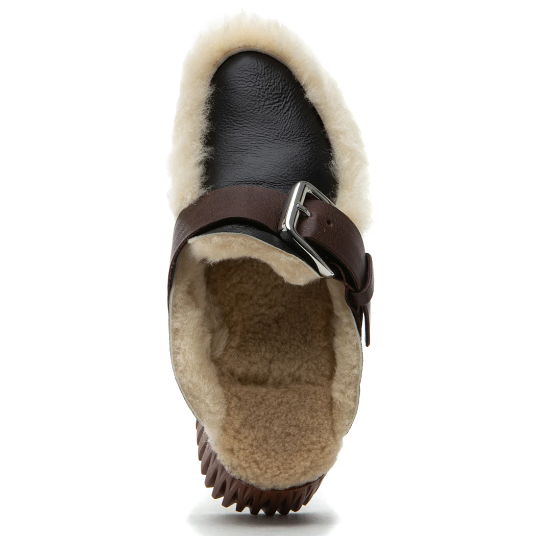 Plia-Amber Leather Fur Mule - Image 3