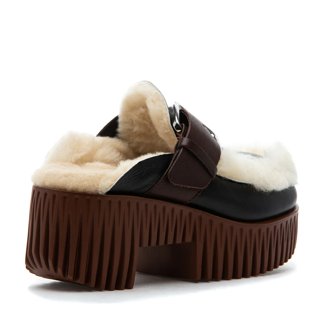 Plia-Amber Leather Fur Mule - Image 4