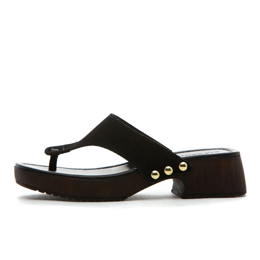 Posey Suede Wood Heel Thong - Image 4