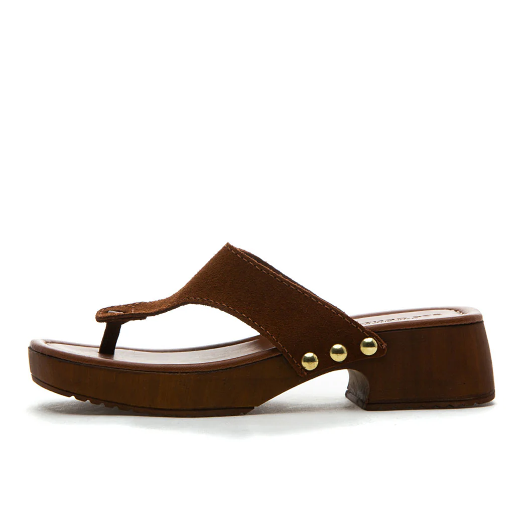 Posey Suede Wood Heel Thong - Image 4