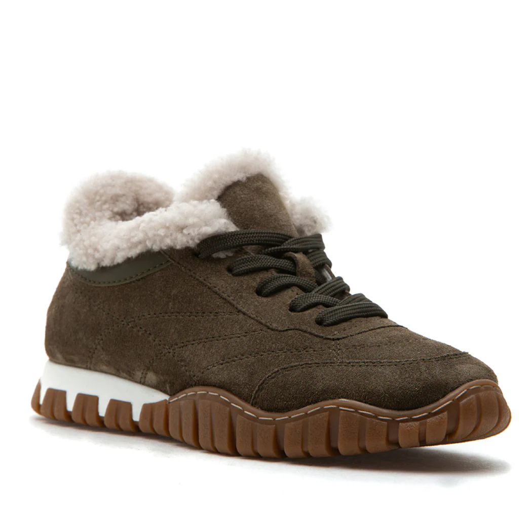 Qutie Suede Fur Lace Up Sneaker