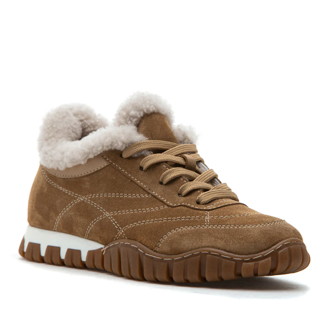 Qutie Suede Fur Lace Up Sneaker