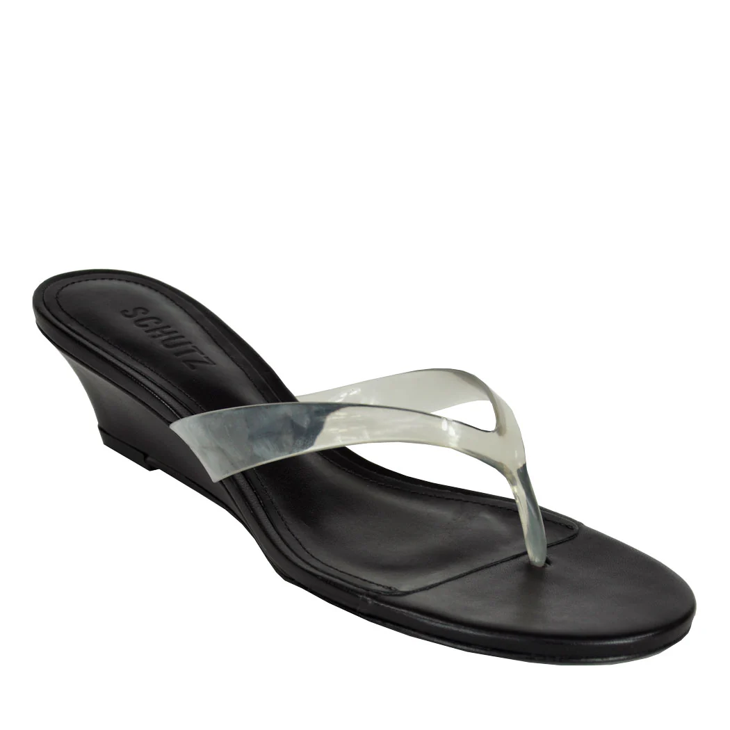 Roslyn Leather Vinyl Wedge Thong