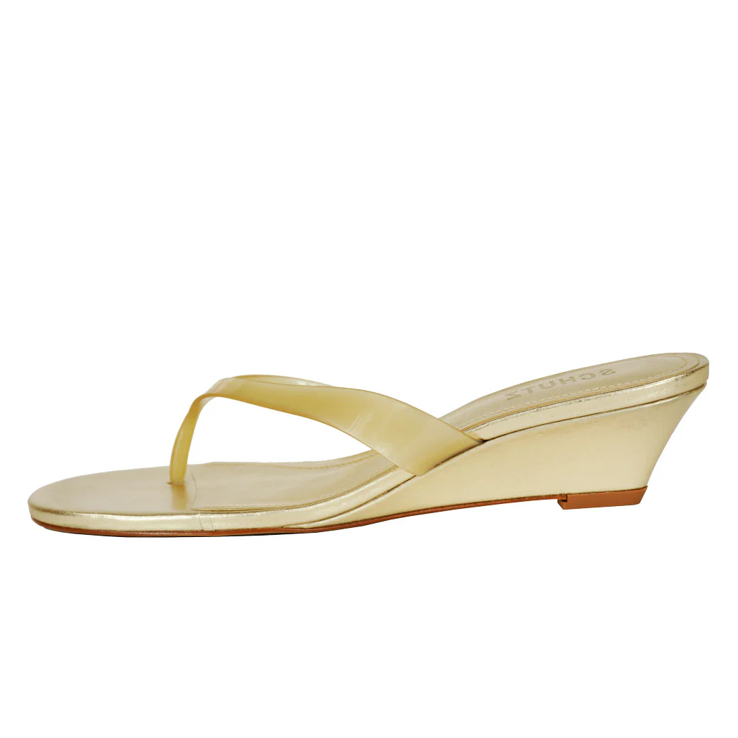 Roslyn Leather Vinyl Wedge Thong - Image 4