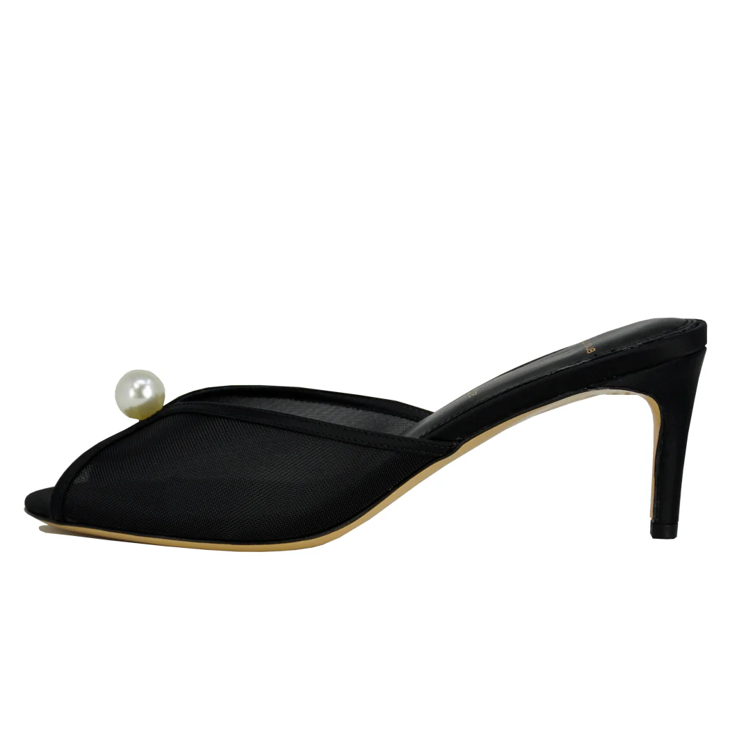 Sadie-65 Satin Mesh Pearl Sandal - Image 4