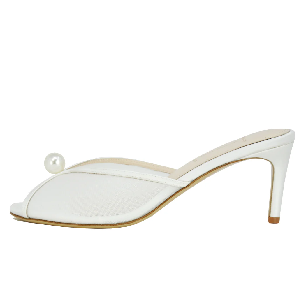 Sadie-65 Satin Mesh Pearl Sandal - Image 4