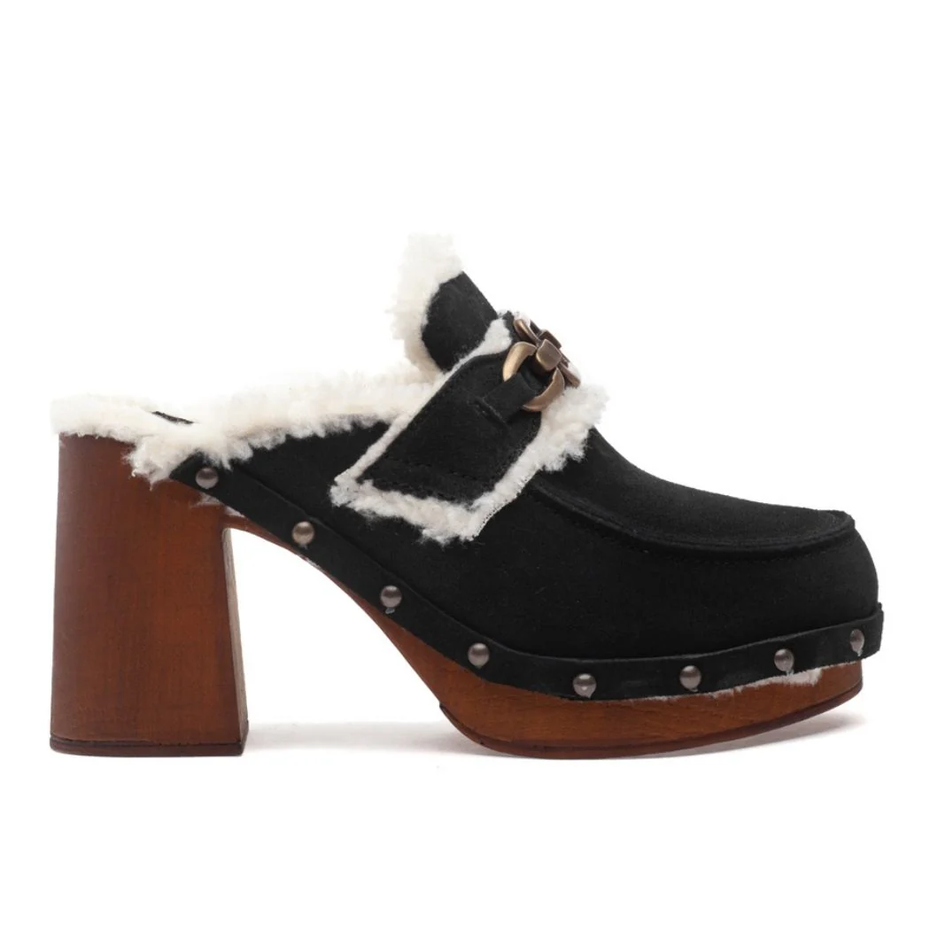Sennett Suede Chain Heel Clog - Image 3