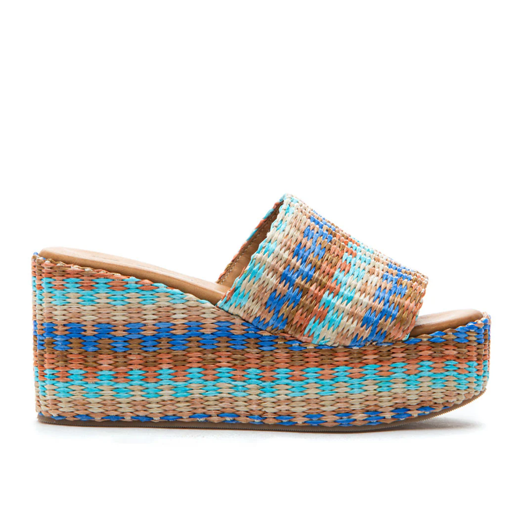 Sienna Multicolor Raffia Wedge Slide - Image 2