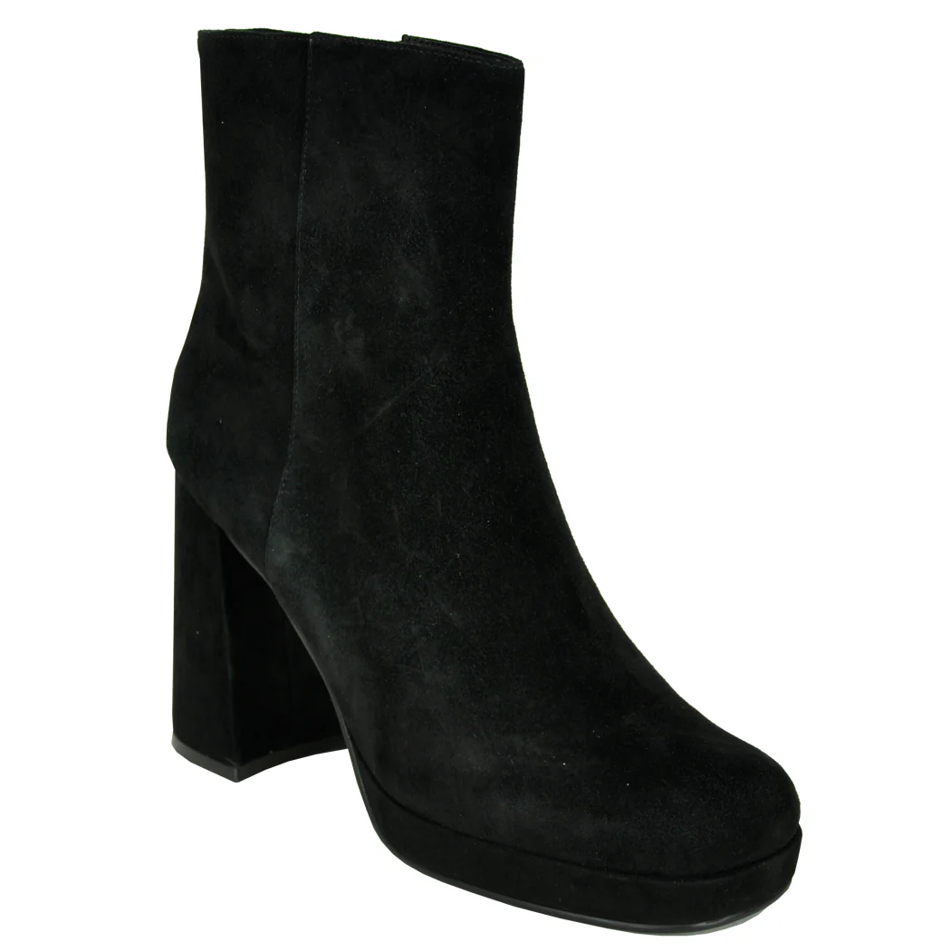 Step-Out Suede Platform Heel Bootie