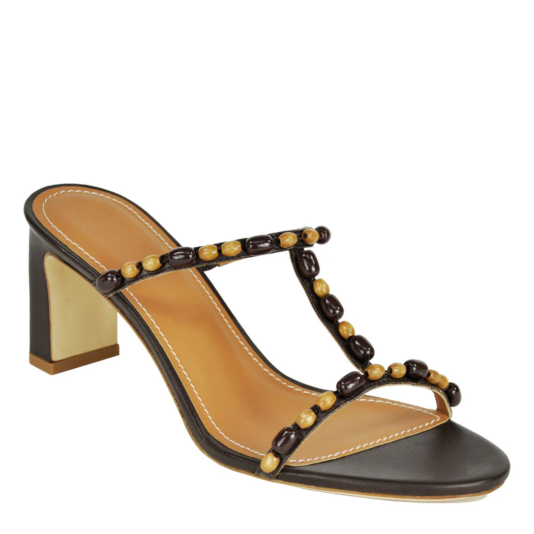 Talita-Heel Beaded T-Strap Slide