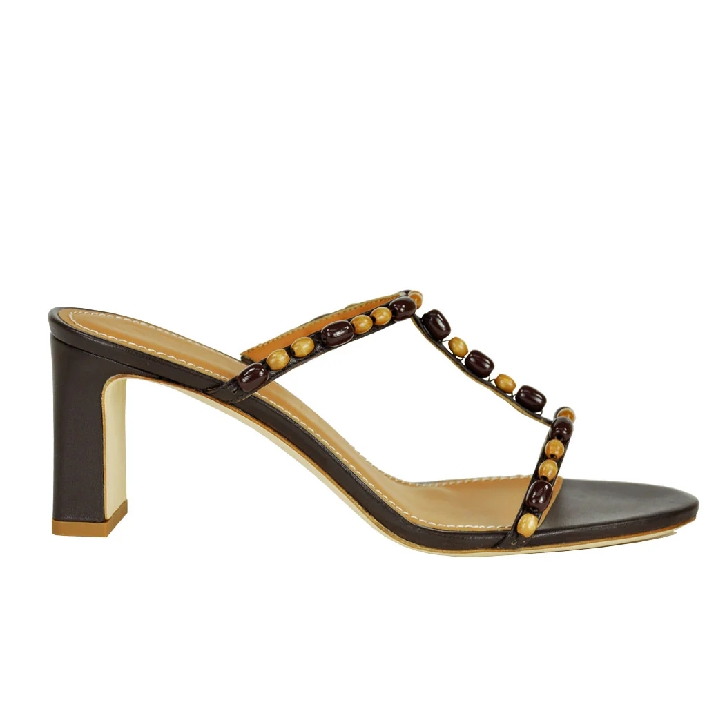 Talita-Heel Beaded T-Strap Slide - Image 2