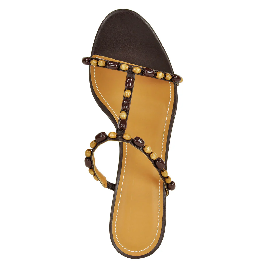 Talita-Heel Beaded T-Strap Slide - Image 3