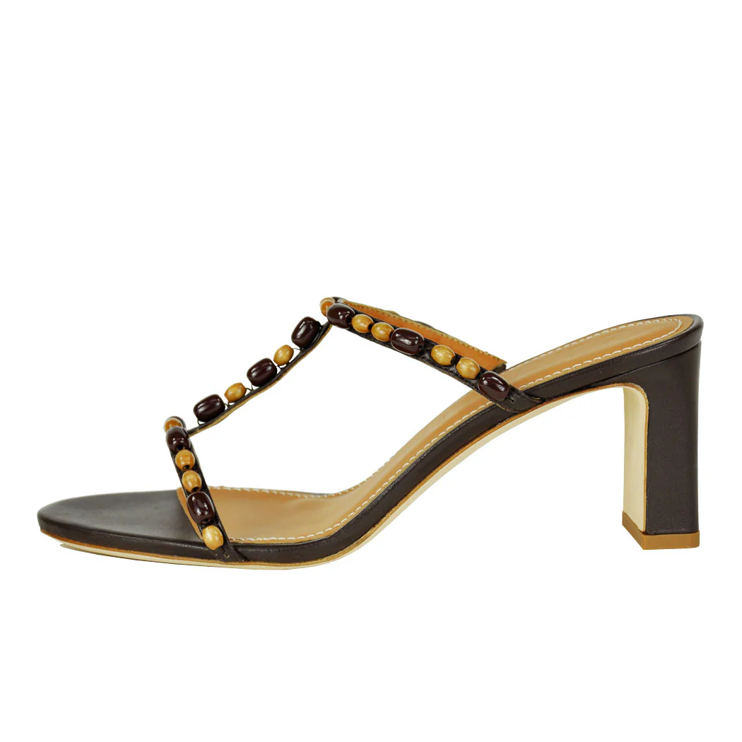 Talita-Heel Beaded T-Strap Slide - Image 4