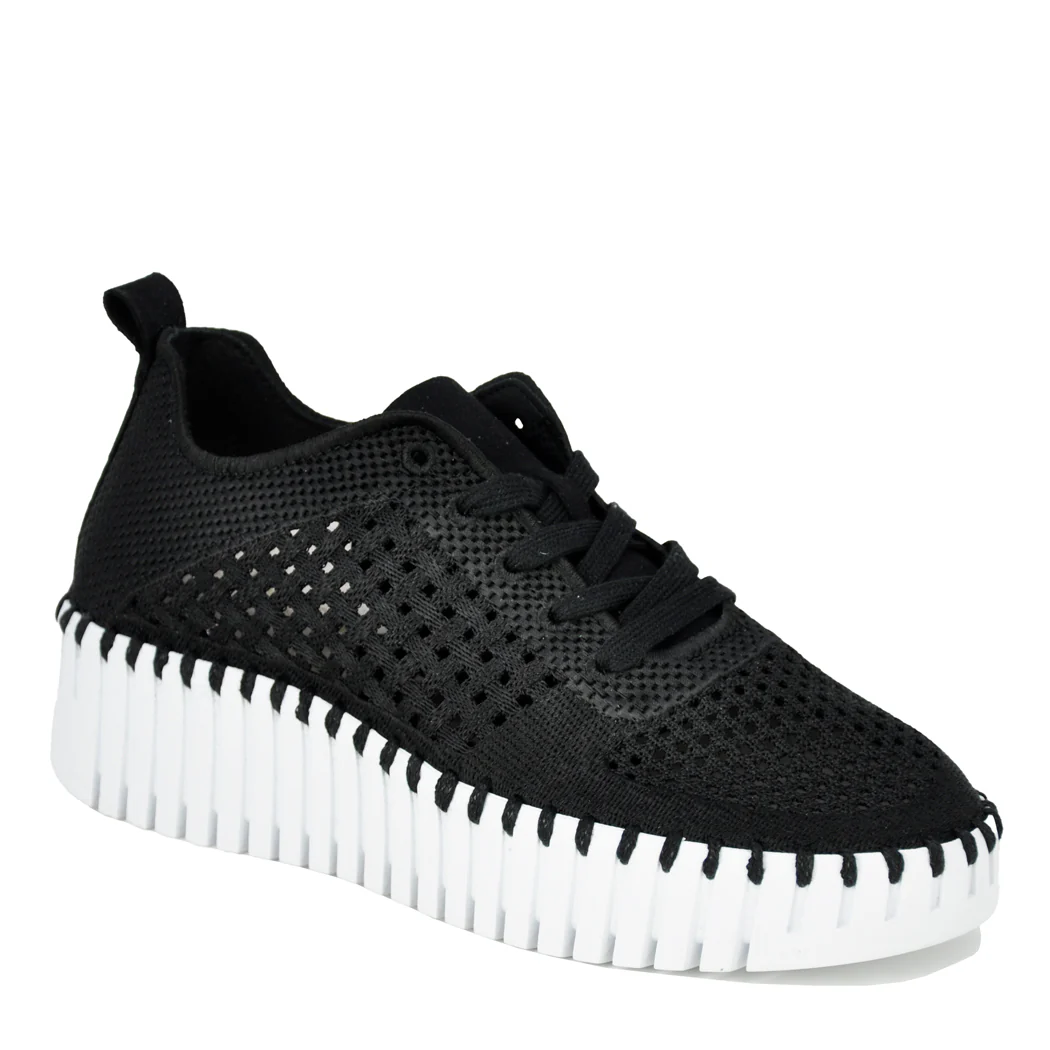 Tulip-4271 Knit Tie Platform Sneaker
