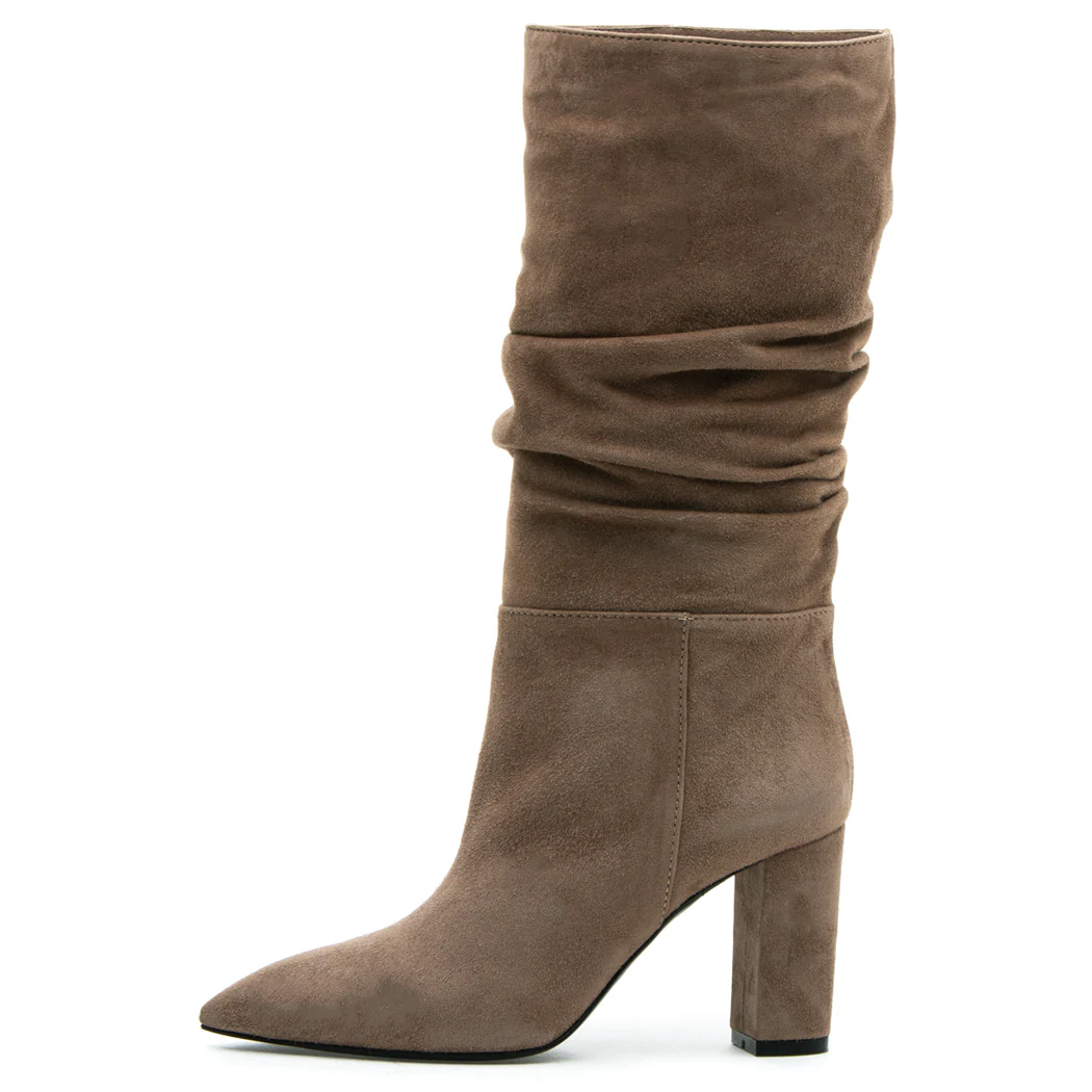 Violet Suede Heel Slouch Boot - Image 4