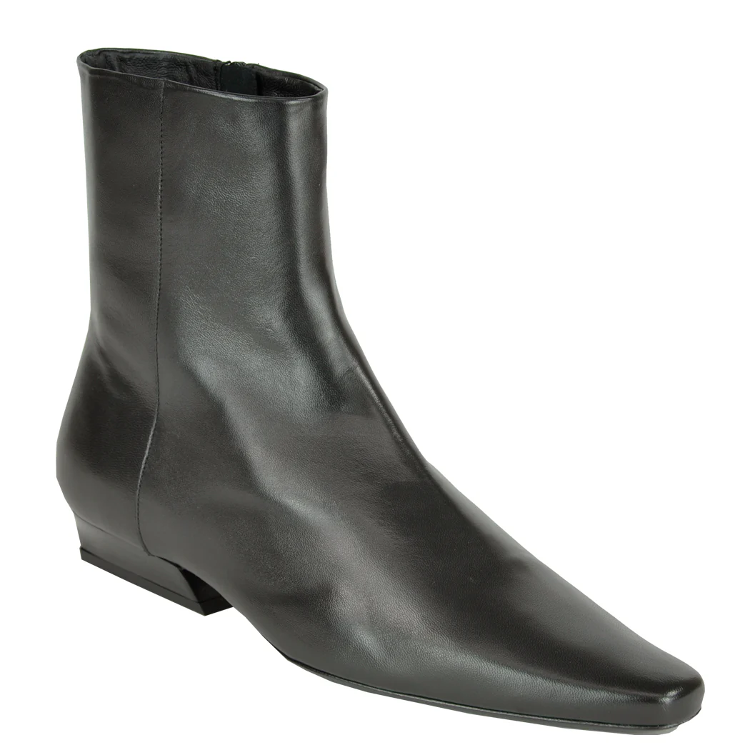 Wally-Flat-Ankle-Boot Leather Flat Bootie