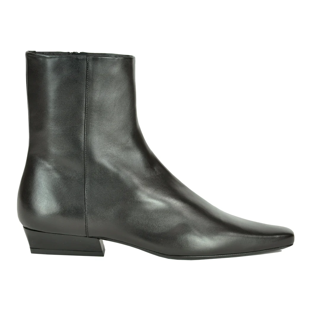 Wally-Flat-Ankle-Boot Leather Flat Bootie - Image 2