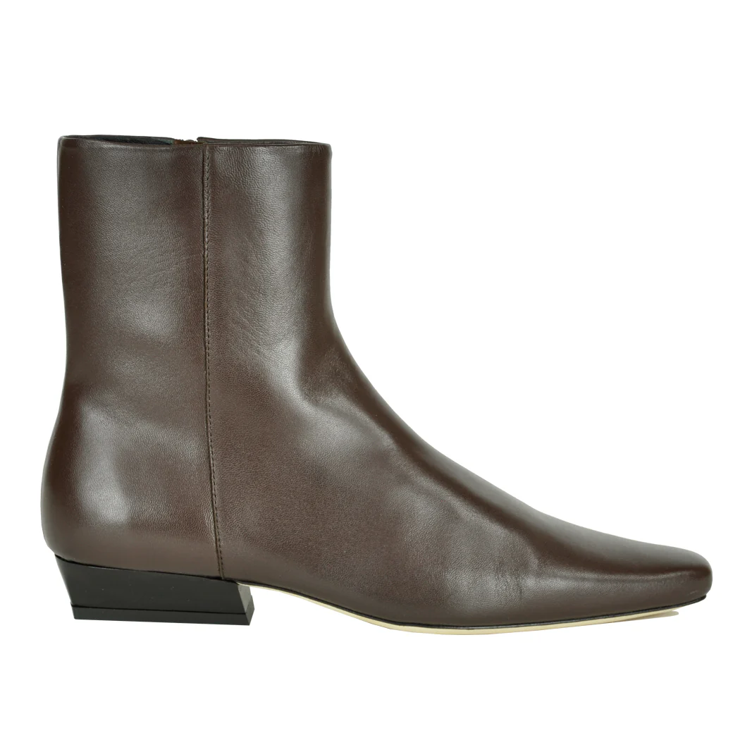 Wally-Flat-Ankle-Boot Leather Flat Bootie - Image 2