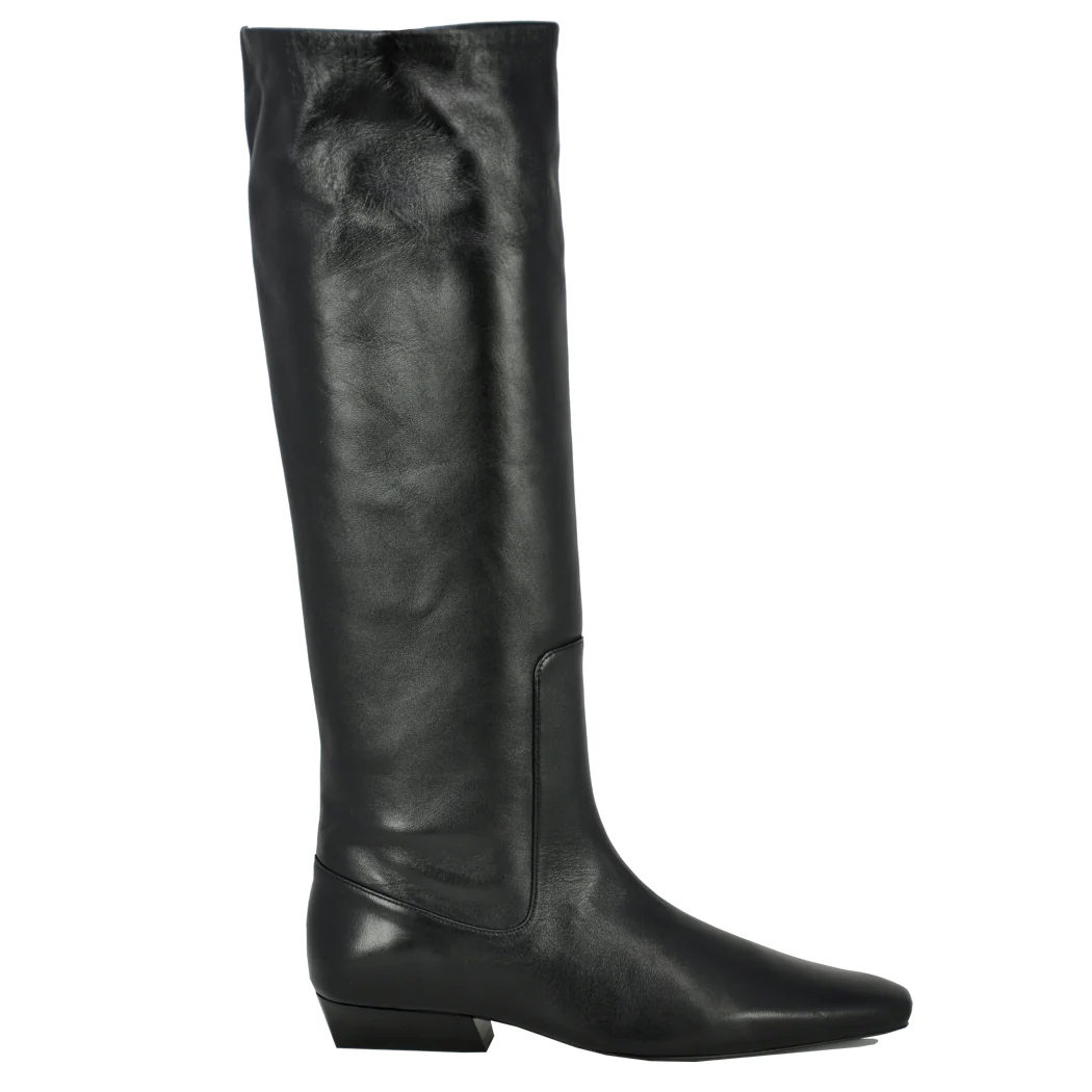 Wally-Flat-Boot Leather Flat Tall Boot - Image 3