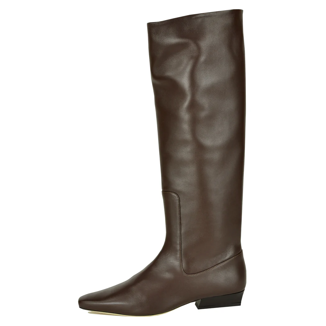 Wally-Flat-Boot Leather Flat Tall Boot - Image 4