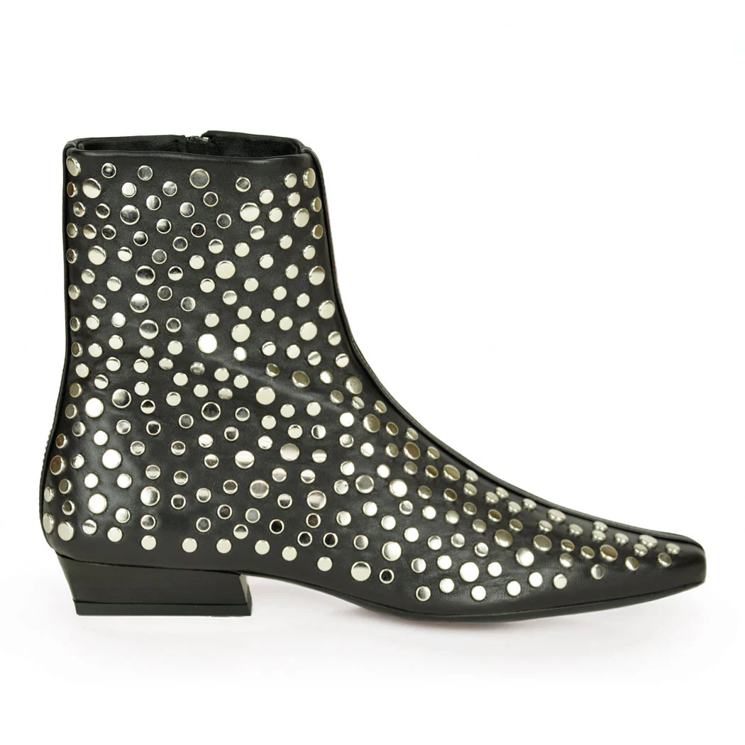 Wally-Flat-Ankle Studded Leather Flat Boot - Image 2