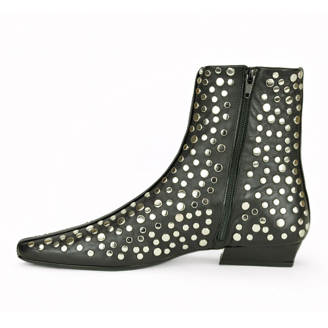 Wally-Flat-Ankle Studded Leather Flat Boot - Image 4